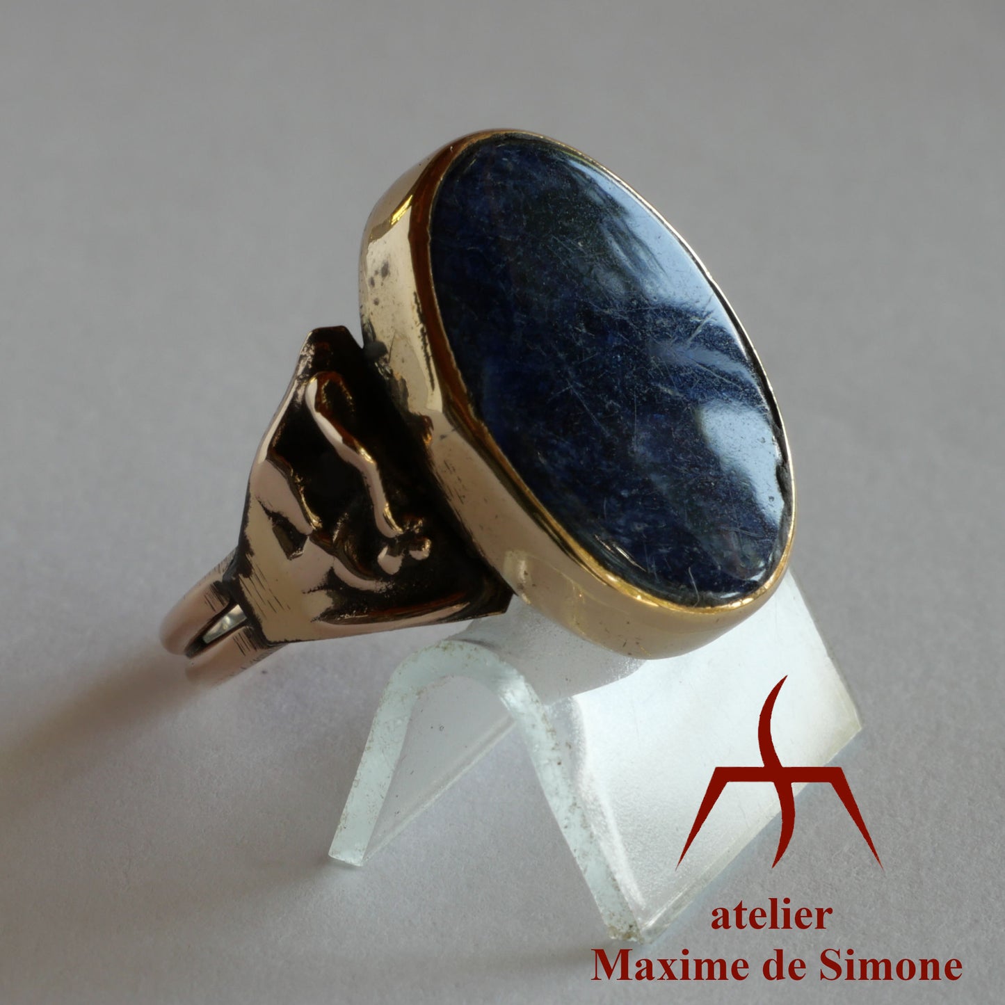 bague en bronze avec sodalite
