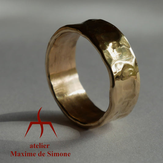 Large bague en bronze martelé personnalisable pour hommes et femmes