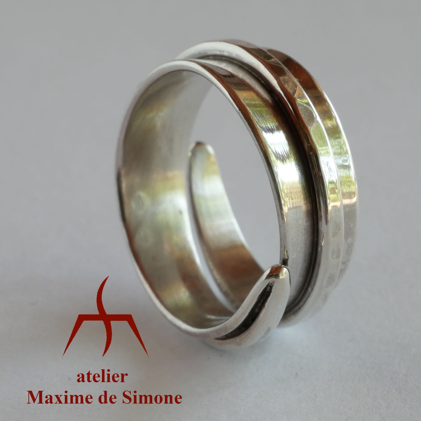 bague réglable en argent pour homme et femme