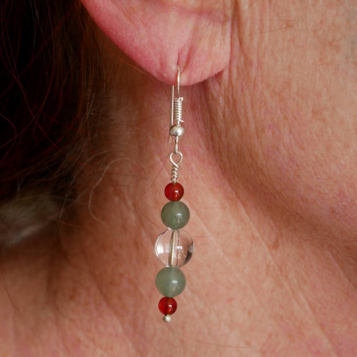 boucles d’oreilles en argent avec pierres naturelles