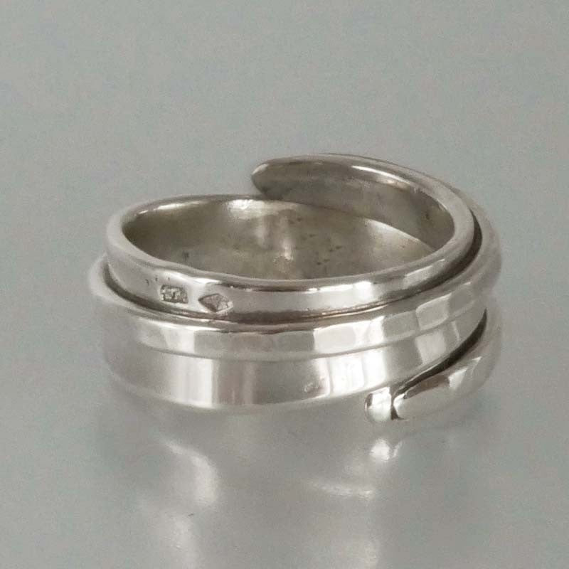 bague réglable large en argent pour homme et femme
