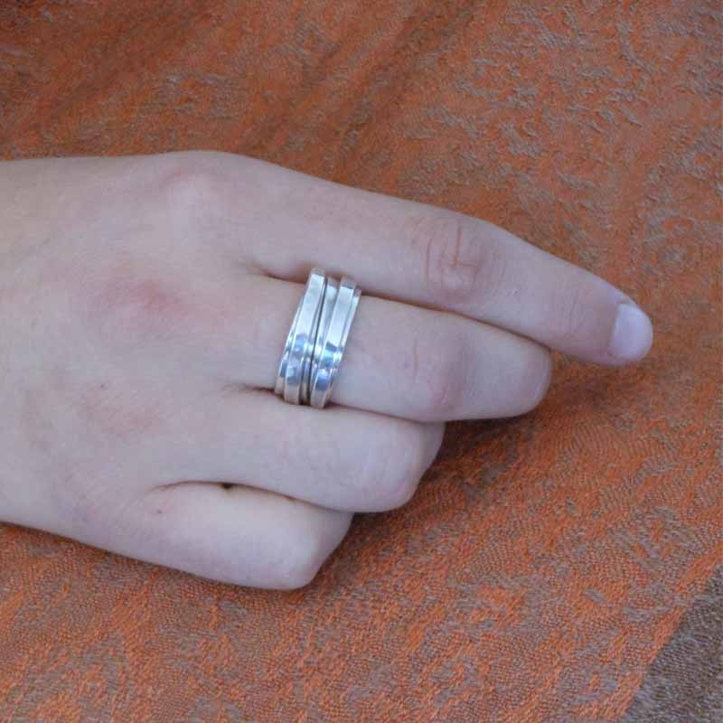 bague réglable en argent pour homme et femme