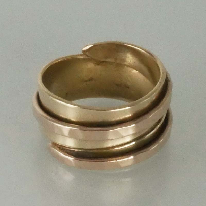 bague réglable en bronze pour hommes et femmes, décorée d’un fil soudé