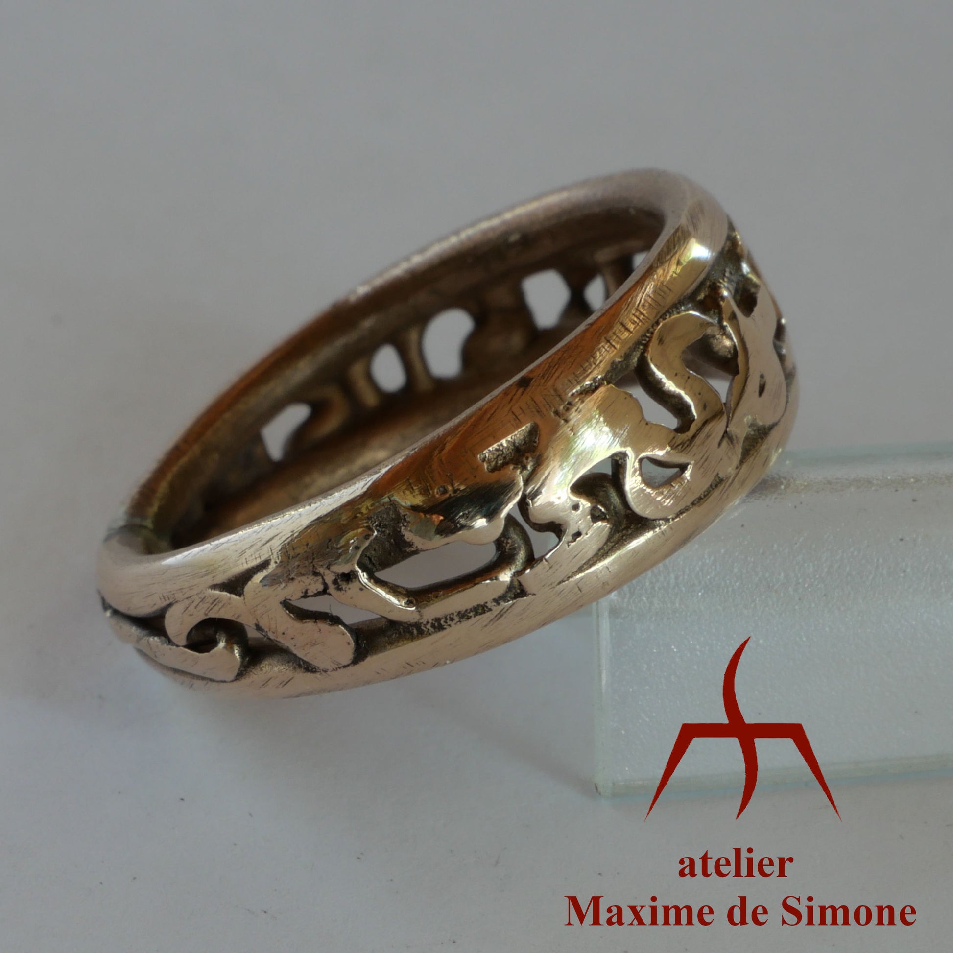 bague décorée de motifs ajourés en bronze pour hommes et femmes