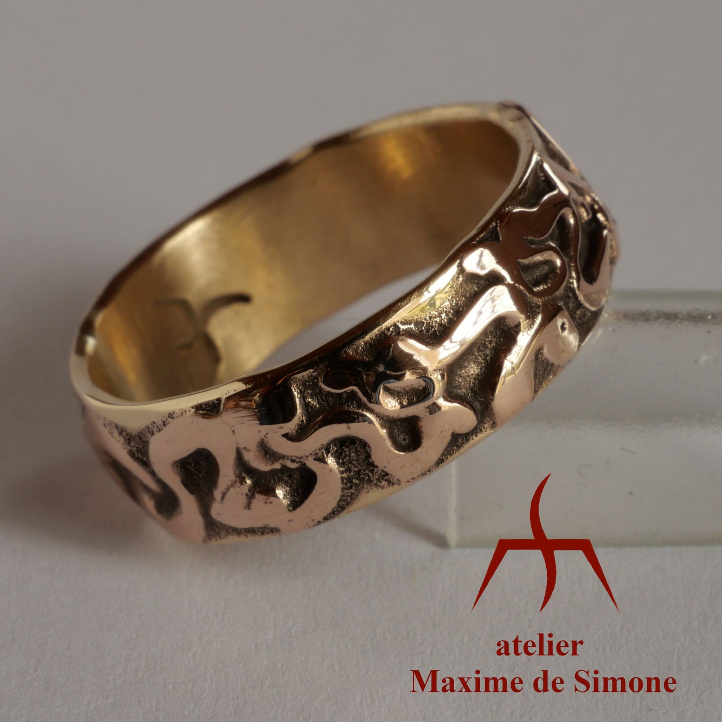 Bague personnalisable en bronze sculptée pour hommes et femmes