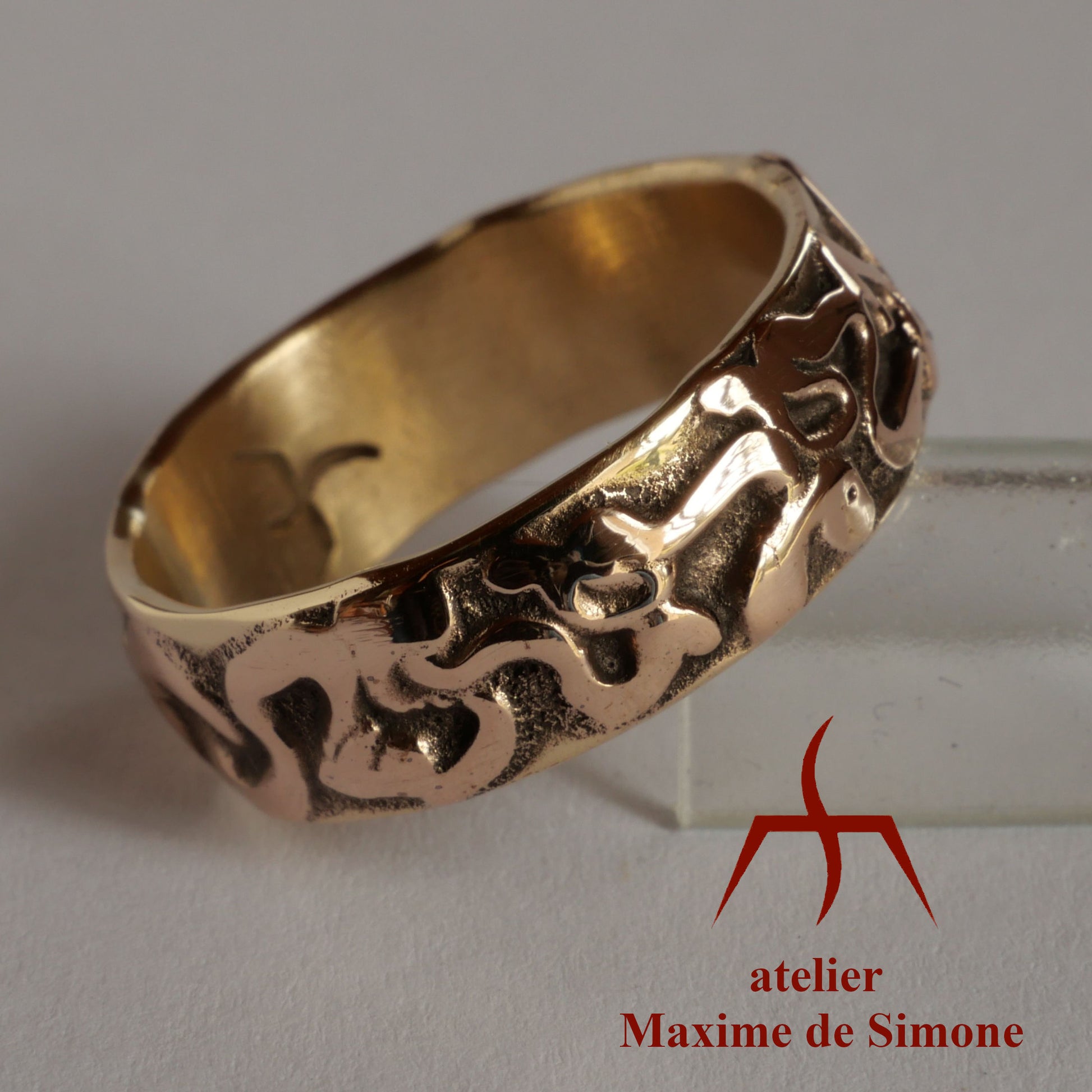 Bague personnalisable en bronze sculptée pour hommes et femmes
