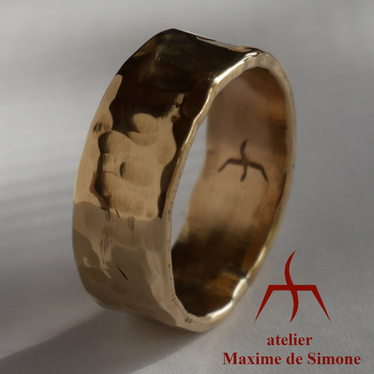 Bague en bronze brut martelé personnalisable pour hommes et femmes