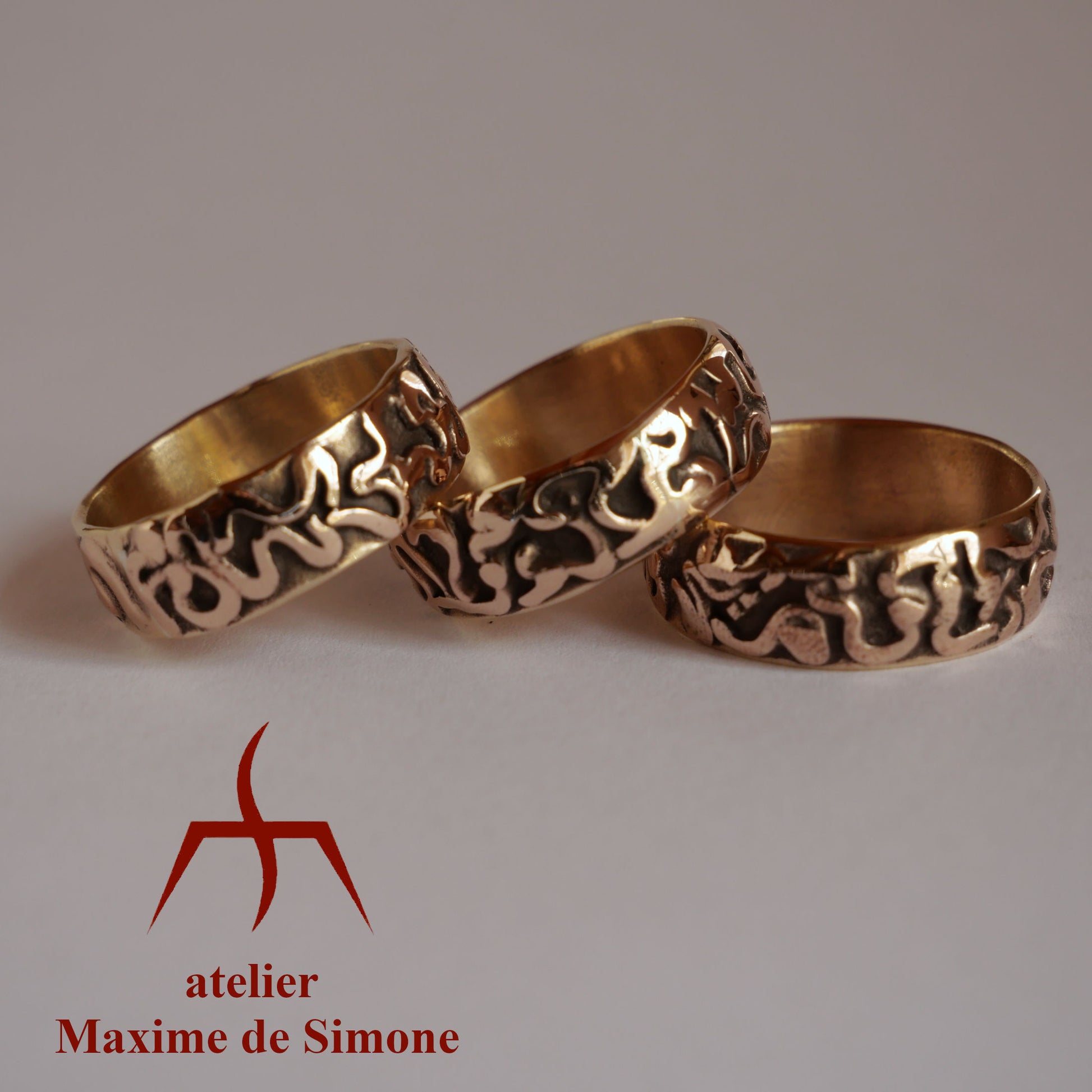 Bague personnalisable en bronze sculptée pour hommes et femmes