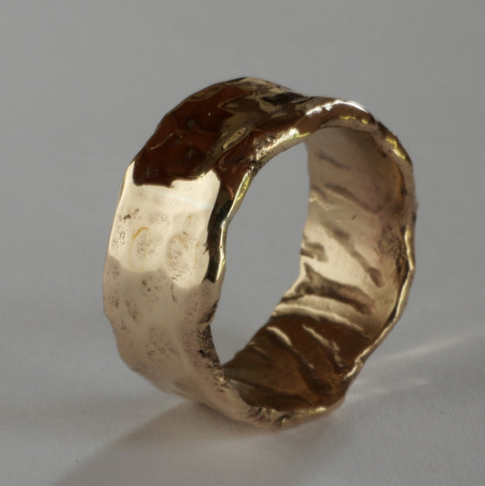 Large bague en bronze sculpté et martelé pour hommes et femmes
