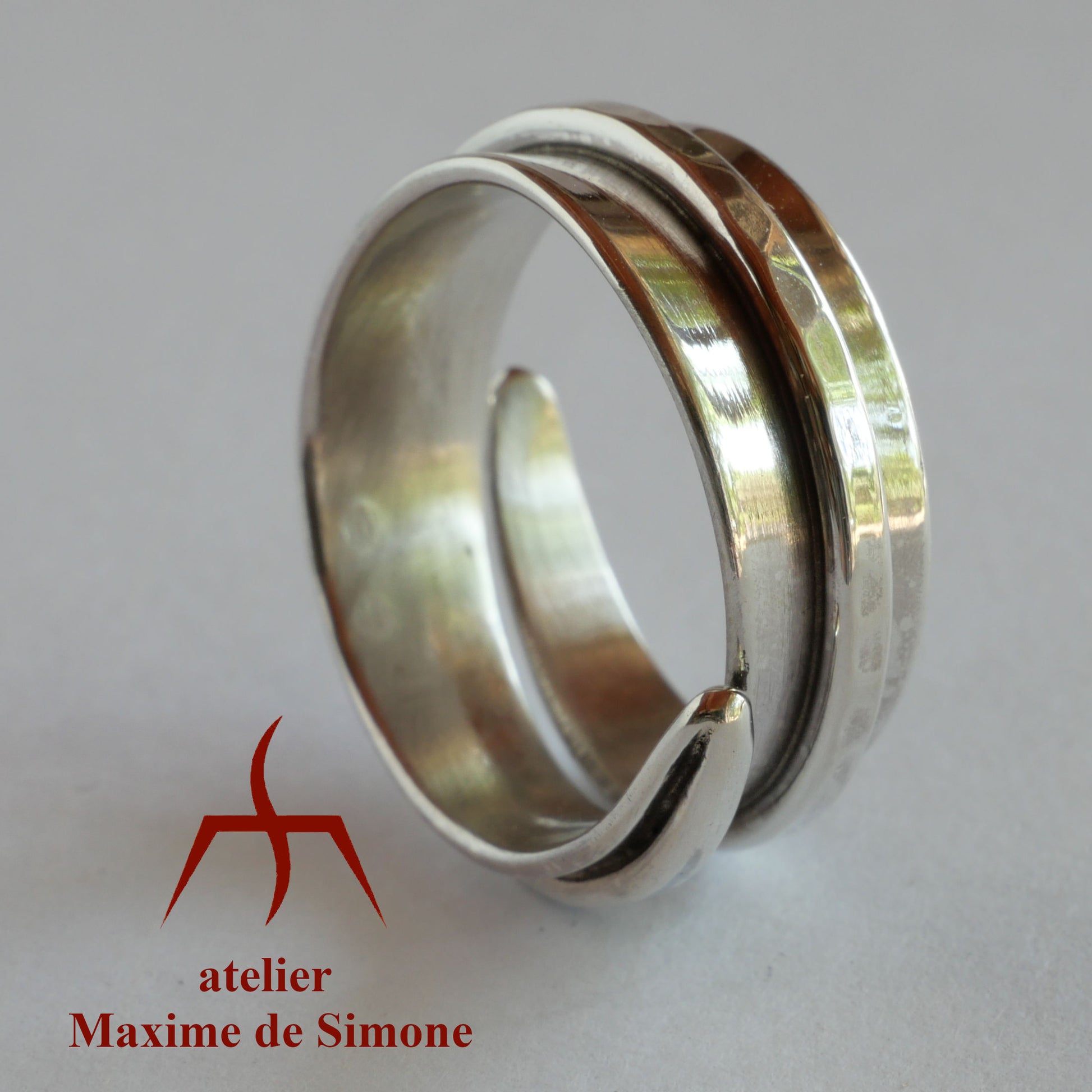 bague réglable en argent pour homme et femme