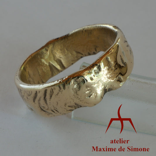 bague sculptée en bronze pour hommes et femmes