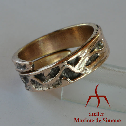 bague réglable en bronze pour hommes et femmes, décorée de motifs originaux