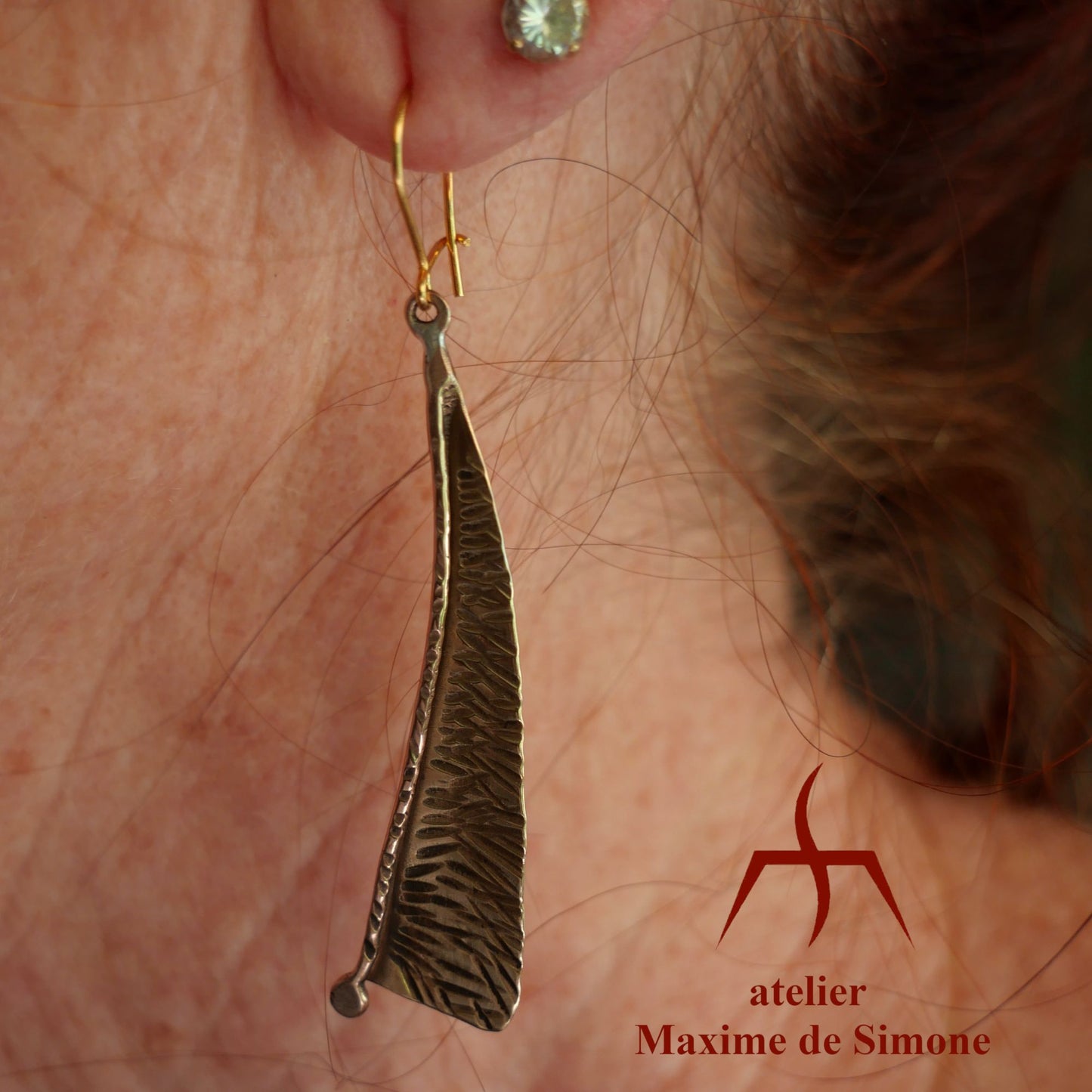 Boucles d’oreilles en bronze martelé