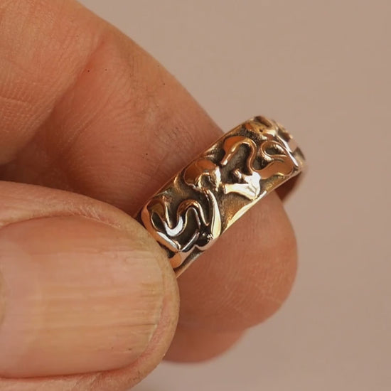 Bague personnalisable en bronze sculptée pour hommes et femmes