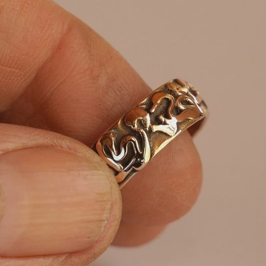 Bague personnalisable en bronze sculptée pour hommes et femmes