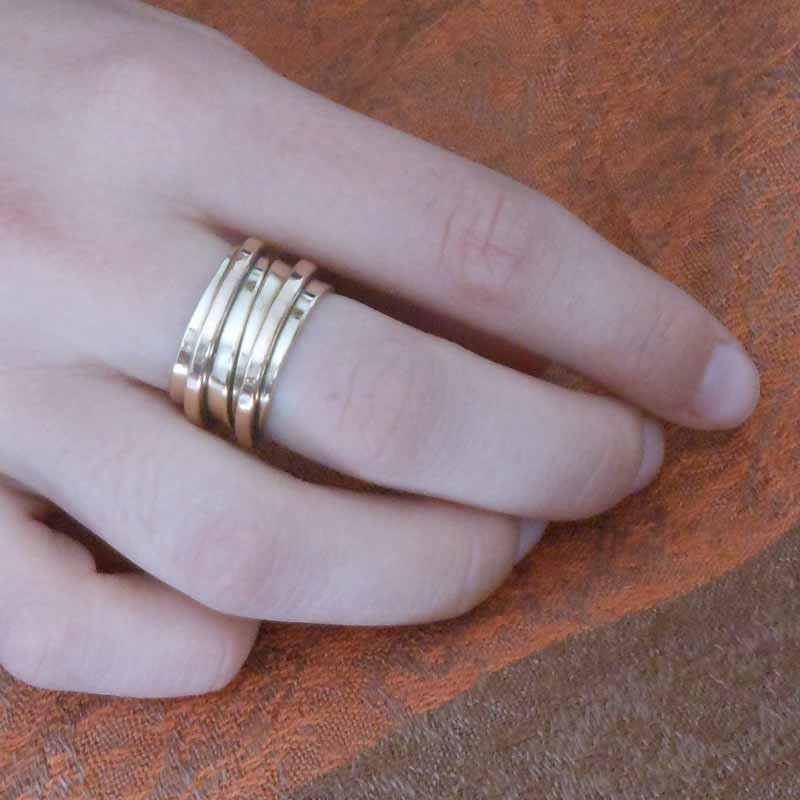 bague réglable en bronze pour hommes et femmes, décorée d’un fil soudé