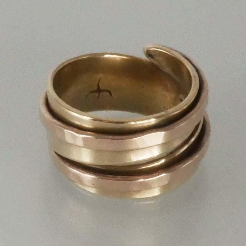 bague réglable en bronze pour hommes et femmes, décorée d’un fil soudé