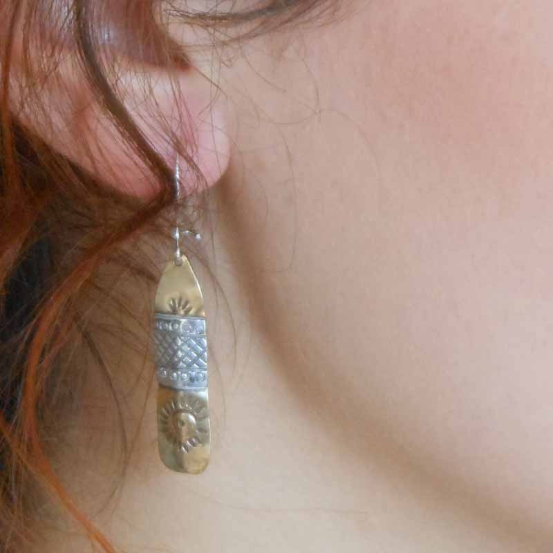 boucles d’oreilles en bronze et argent
